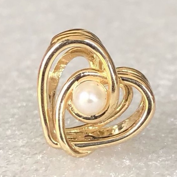 ❗️NEW❗️Pandora 14k Gold Openwork Swirling Heart & Treated Freshwater Pearl Charm - Picture 2 of 11